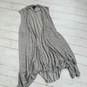 Open Drape Sleeveless Cardigan‎ Vest Gray Lightweight Layering Piece Medium